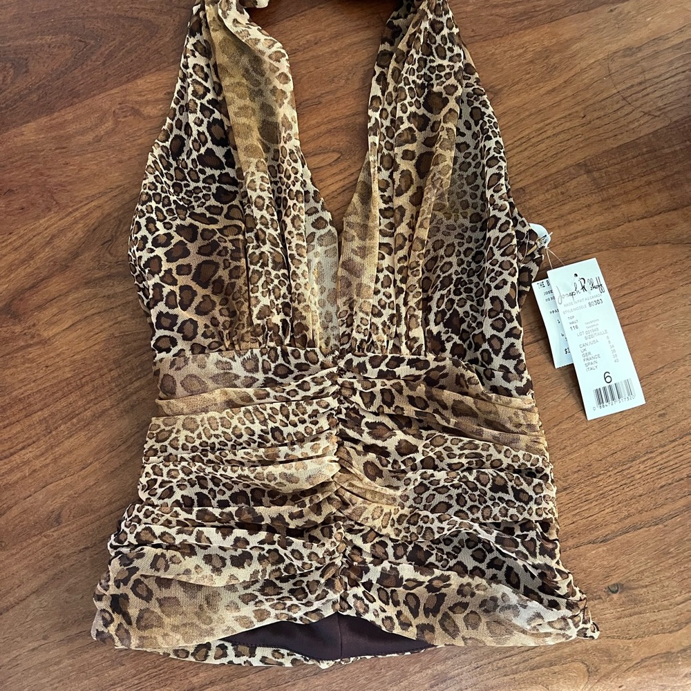 Joseph Ribkoff Tan Leopard Print Top